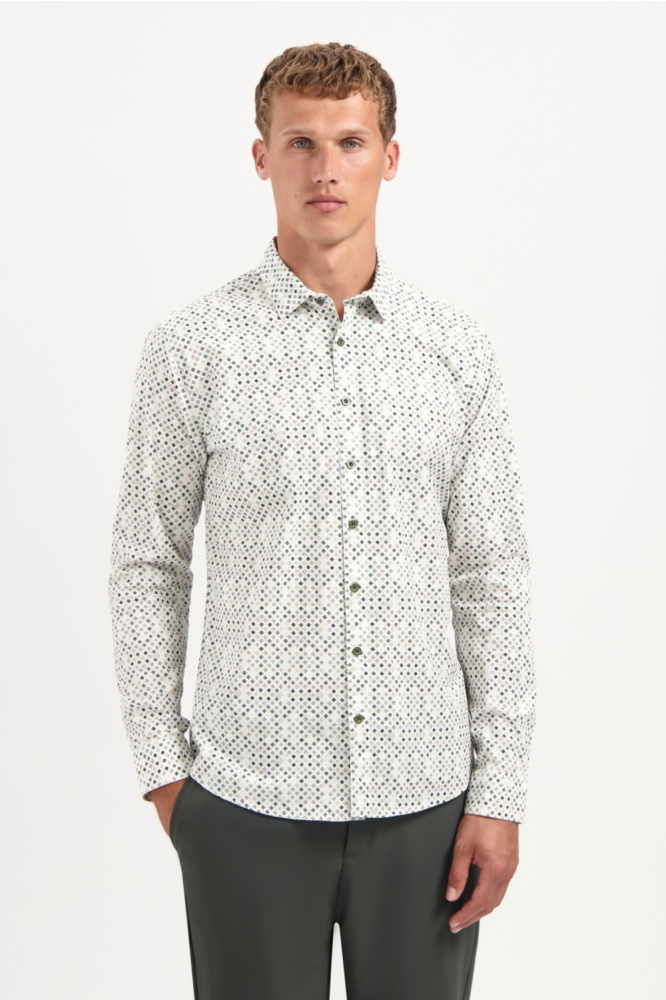 STRETCH SHIRT MET PRINT 29450804 052 DARK GREEN